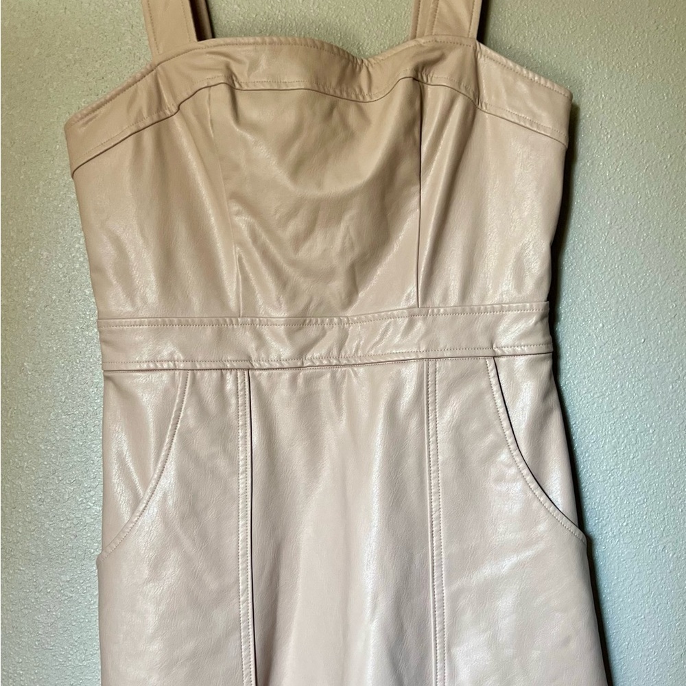 NWOT Amanda Uprichard Vegan Leather Ace Dress, Pale Pink, Size Small
